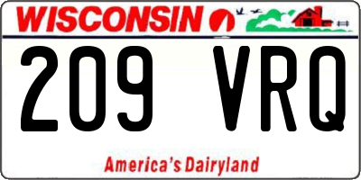 WI license plate 209VRQ