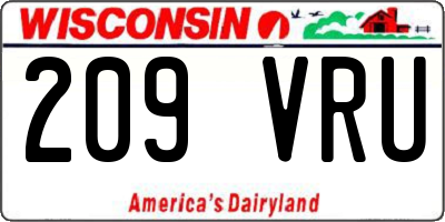 WI license plate 209VRU