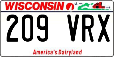 WI license plate 209VRX
