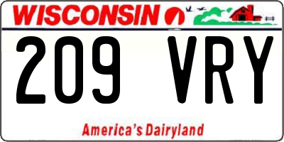 WI license plate 209VRY