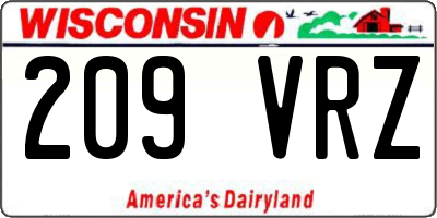 WI license plate 209VRZ