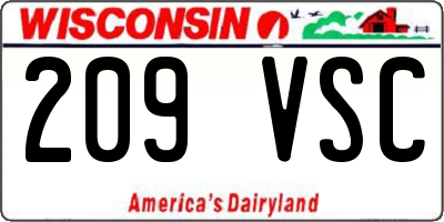 WI license plate 209VSC