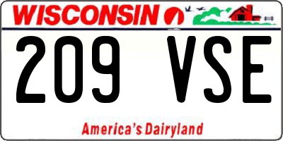 WI license plate 209VSE