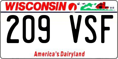 WI license plate 209VSF
