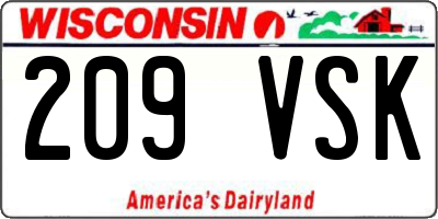 WI license plate 209VSK