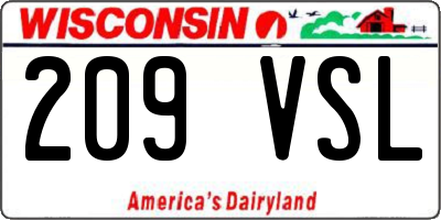 WI license plate 209VSL