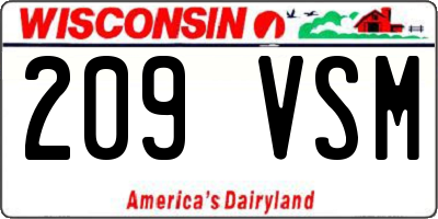 WI license plate 209VSM