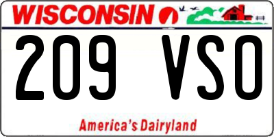 WI license plate 209VSO