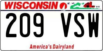 WI license plate 209VSW