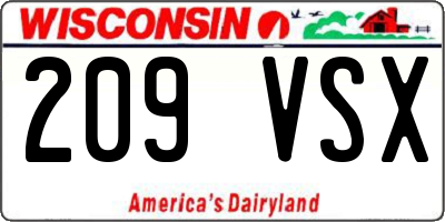 WI license plate 209VSX