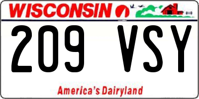 WI license plate 209VSY