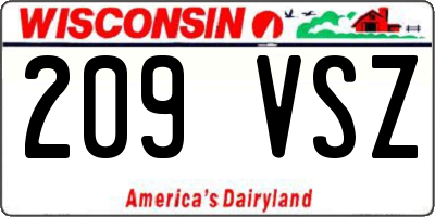WI license plate 209VSZ