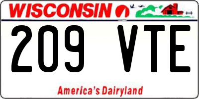 WI license plate 209VTE