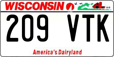WI license plate 209VTK