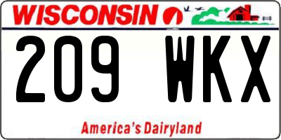 WI license plate 209WKX