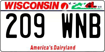 WI license plate 209WNB