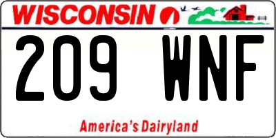 WI license plate 209WNF