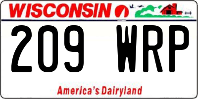 WI license plate 209WRP