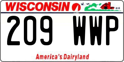 WI license plate 209WWP