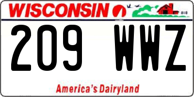 WI license plate 209WWZ