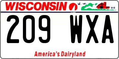 WI license plate 209WXA