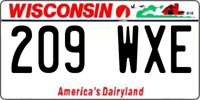 WI license plate 209WXE