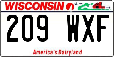 WI license plate 209WXF
