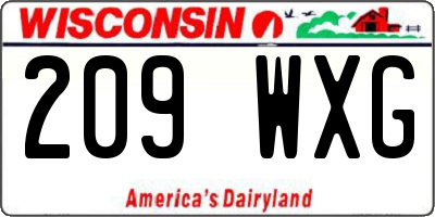 WI license plate 209WXG