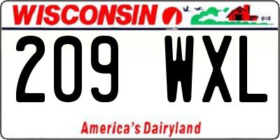 WI license plate 209WXL