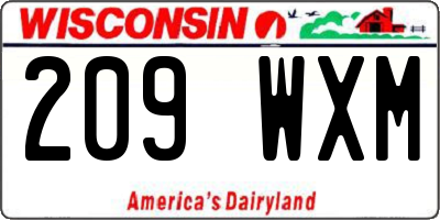 WI license plate 209WXM