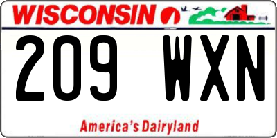 WI license plate 209WXN
