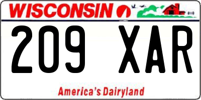 WI license plate 209XAR