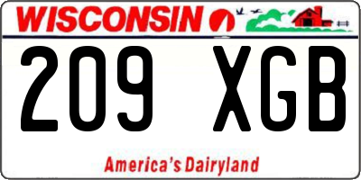 WI license plate 209XGB