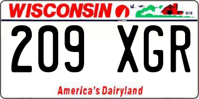 WI license plate 209XGR