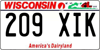 WI license plate 209XIK
