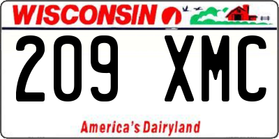 WI license plate 209XMC
