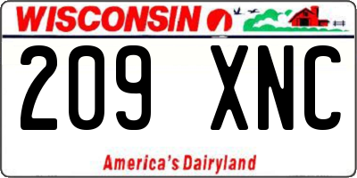WI license plate 209XNC