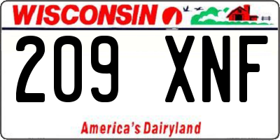 WI license plate 209XNF