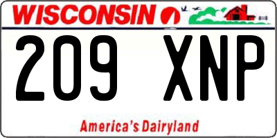 WI license plate 209XNP