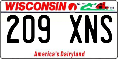 WI license plate 209XNS