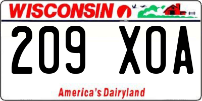 WI license plate 209XOA