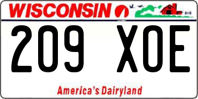 WI license plate 209XOE