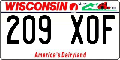WI license plate 209XOF