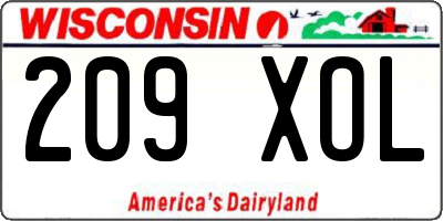 WI license plate 209XOL
