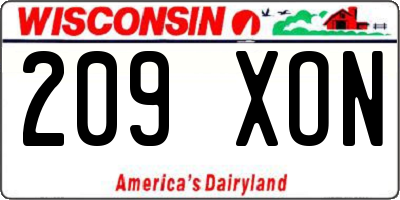 WI license plate 209XON