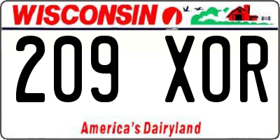 WI license plate 209XOR