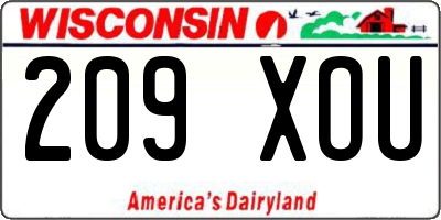 WI license plate 209XOU