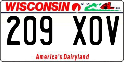 WI license plate 209XOV