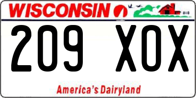 WI license plate 209XOX