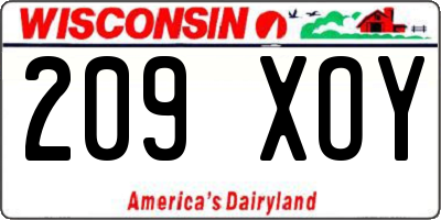 WI license plate 209XOY